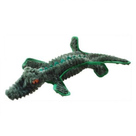 Ruff Play Plush Tuff Crocodile Flat Dog Toy