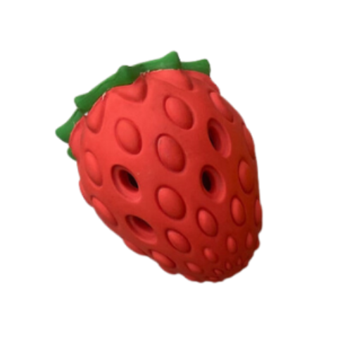 Waggly Rubber Strawberry Dispenser Dog Toy