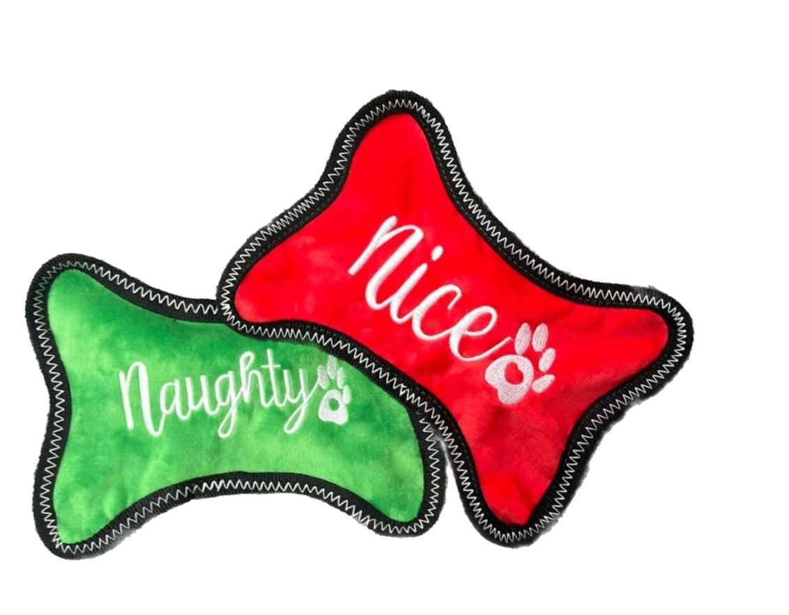 Waggly DuraPlay Naughty or Nice Bone Dog Toy